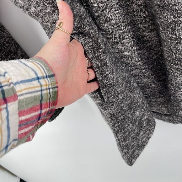 Z by Zella open front cardigan sweat shirt pockets marled black white grey gray - Picture 5 of 14